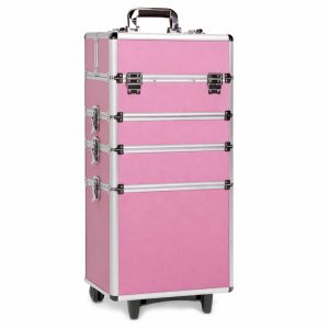Makeup Case Organiser Trolley 7-in-1 Aluminium Pink
